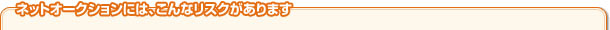ネットオークションには、こんなリスクがあります