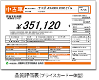 品質評価表（プライスカード一体型）