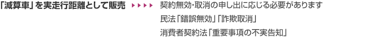 「減算車」を実走行距離として販売　契約無効・取消の申し出に応じる必要があります民法「錯誤無効」「詐欺取消」消費者契約法「重要事項の不実告知」